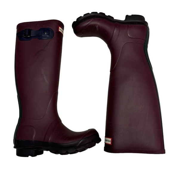Hunter Boots Wellies Burgundy Maroon Brown Sz US 5F - Picture 1 of 9